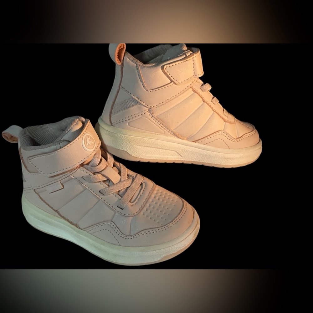 Pair of AND1 Toddler Girls Size 7 Basketball High Top Sneakers in pink.